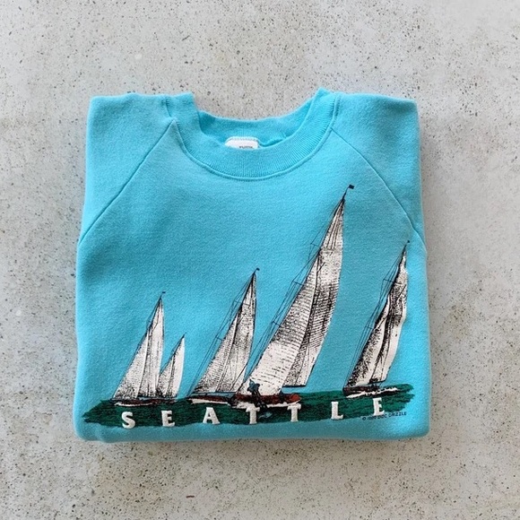Vintage Tops - Vintage Blue Seattle Sweatshirt